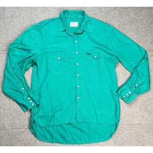 Wythe & TF‎ Men's Tencel Gabardine Long Sleeve Snap Pearl Shirt Size Medium